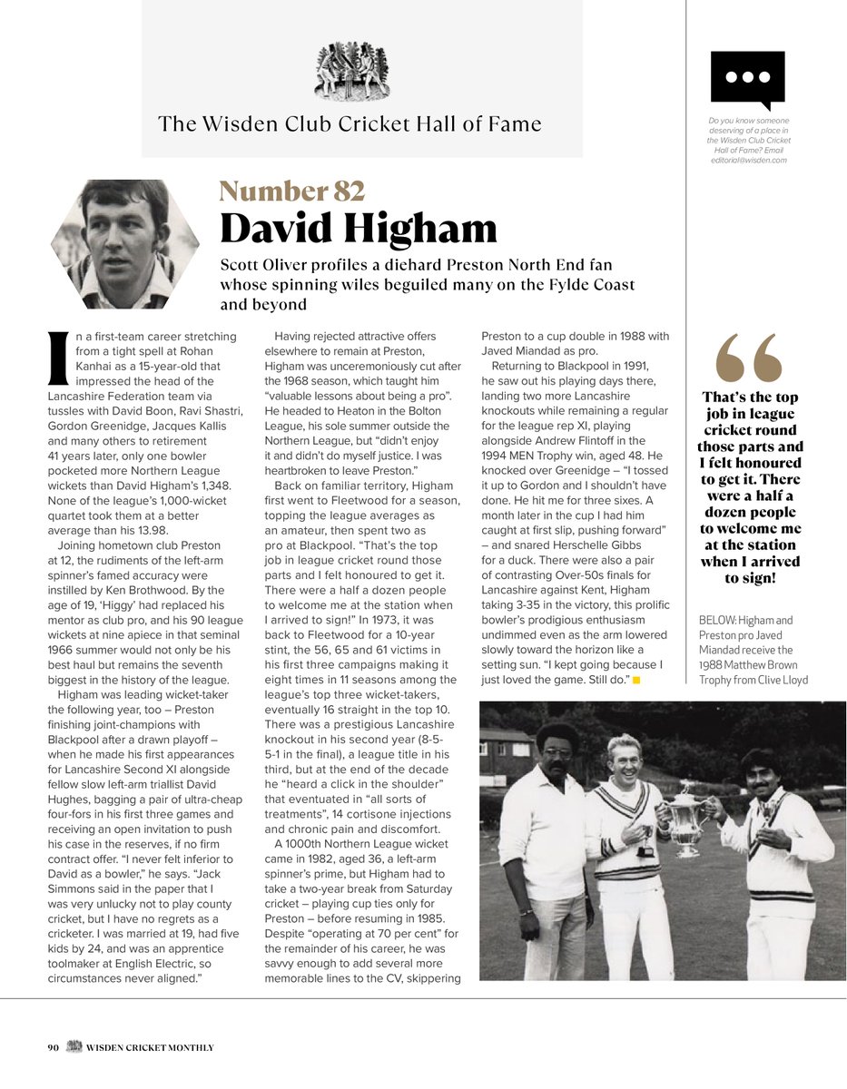 Latest Wisden Club Cricket HoF inductee is a legend of @npremierleague -- @prestoncricket1, @BlackpoolCC and @fleetwoodcc -- and a former colleague of @flintoff11.