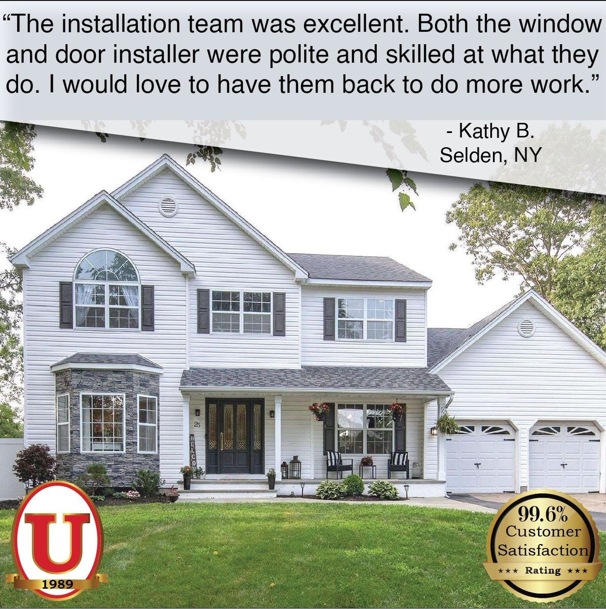 🌟 Today's #ThankfulThursday for Kathy B from Selden, who trusted Unified to upgrade her #windows & #doors. 🏡💫 Kathy praised our skilled & polite installers and would choose Unified again without hesitation. Thank you for choosing us to enhance your #home! 🙏🚪🔧