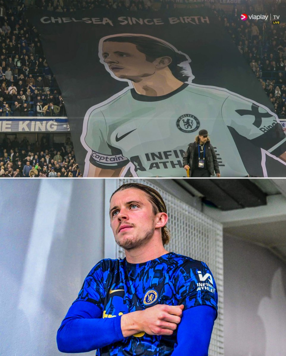 Hinchas del Chelsea lanza un mosaico desplegado en Stamford Bridge en honor a Conor Gallagher que dice 'Chelsea desde su nacimiento' y así le demuestran su apoyo al canterano del club tras su posible salida. 🔵🙌🏻