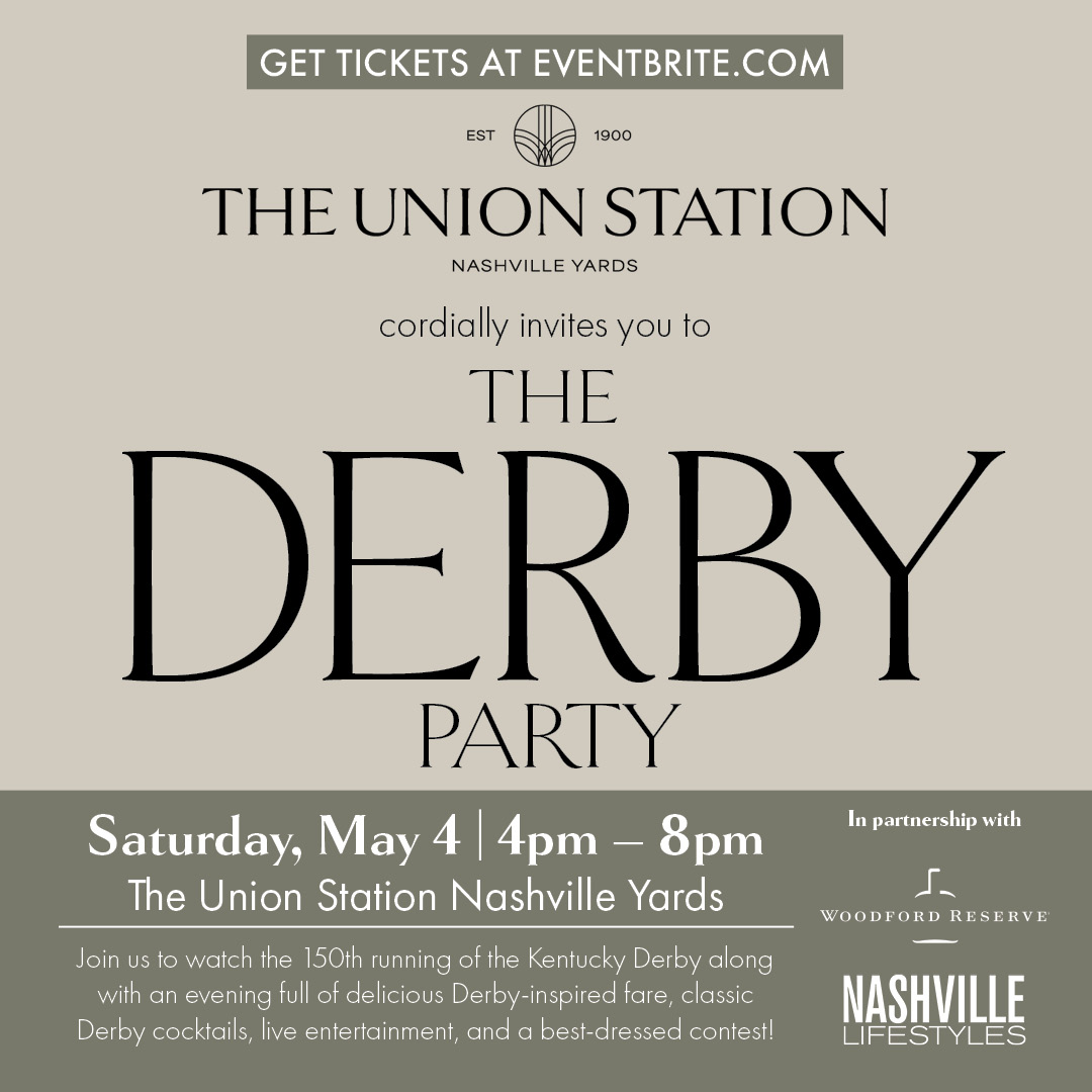 Grab your fanciest attire + raise your glass to the thrill of the race! 🐎👒 Join us and @WoodfordReserve at The Union Station Nashville Yards THIS SATURDAY (May 4) from 4 to 8 p.m. at their Derby Party to watch the 150th running of the Kentucky Derby! 🌹 nashvillelifestyles.com/nashville-cale…