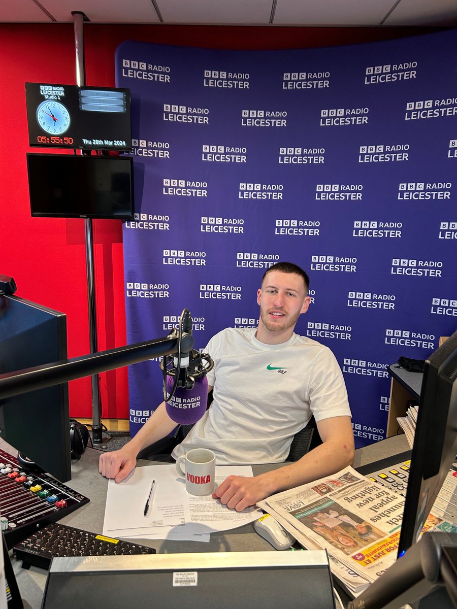 Sitting in for @Ady_Dayman on breakfast for the next week and a bit on @BBCLeicester !! Tomorrow we want to know your songs with numbers in... See you at 6 x ☕️ P.S this is me 'hard at work' 😃