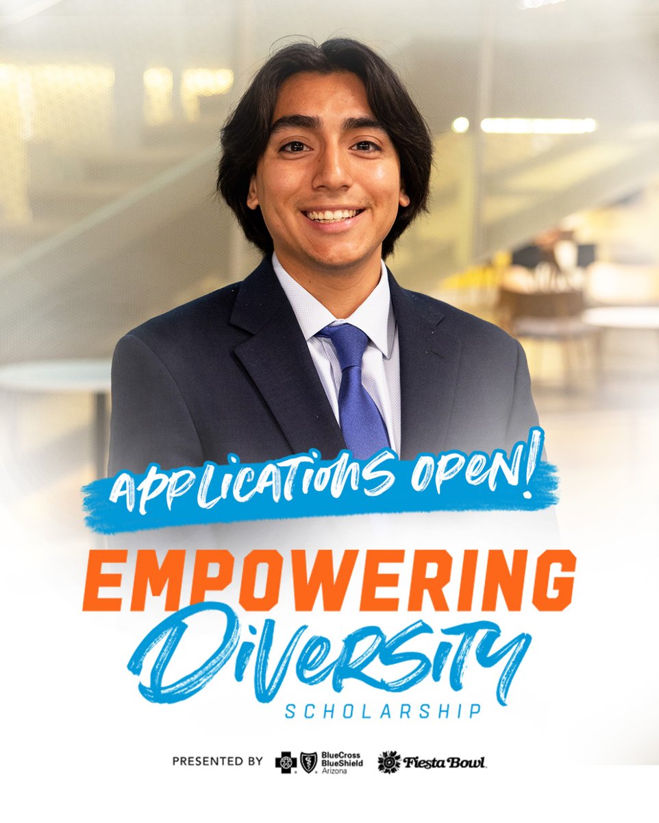 ❗ REMINDER❗ Tomorrow is the last day to apply for the Empowering Diversity Scholarship presented by AZ Blue and @fiesta_bowl! 📅 💙 🎓 Spread the world and apply today: bit.ly/2PTwPit