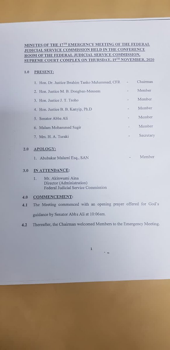 ChidiOdinkalu's tweet photo. On 19 November, 2020, the #Nigeria's Federal Judicial Service Commission, #FJSC, met in emergency session in Abuja, the Federal Capital Territory, to consider nominations to the bench of @CourtOfAppealNG requested by the President of the Court, #PCA, Monica Dongban-Mensem. https://t.co/Csms1bZAT1