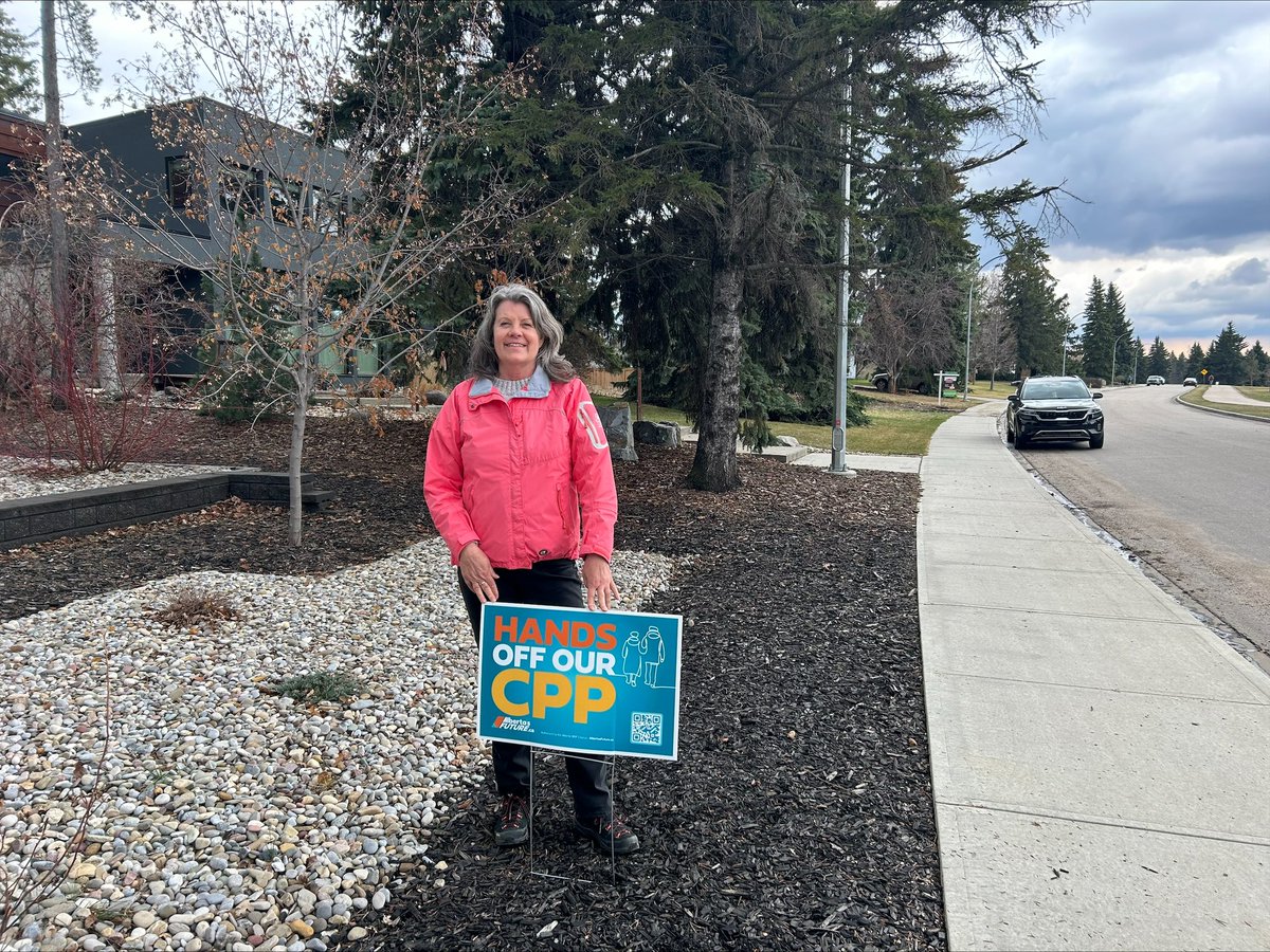Get your lawn sign today!! The UCP are trying to steal the pensions of hard working Alberta seniors. Let’s tell them #HandsOffOurCPP #AbLeg