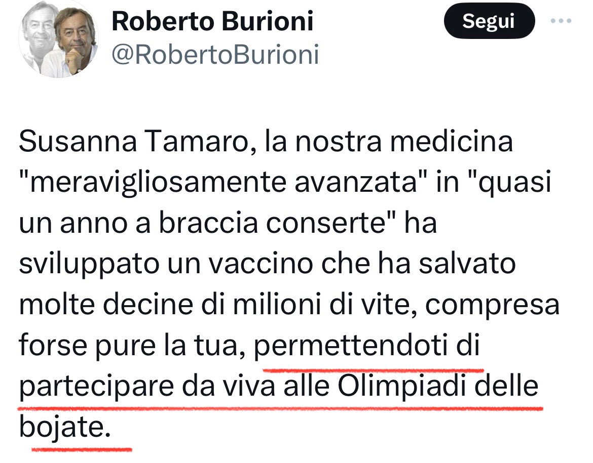 “Se la Tamaro partecipa alle olimpiadi delle boiate, #Burioni le vince.”

[Paolo Bellavite]