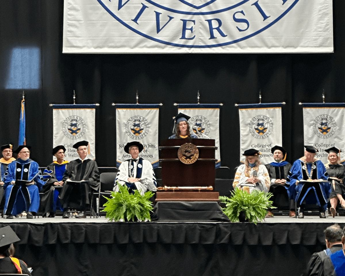 CLT student speaker, Adalis Vazquez offers words of hope— 'We are not just graduates; we are beacons of hope and determination, proving that even in the darkest times, the human spirit prevails.' #JWU24 #JWUWildcatForLife