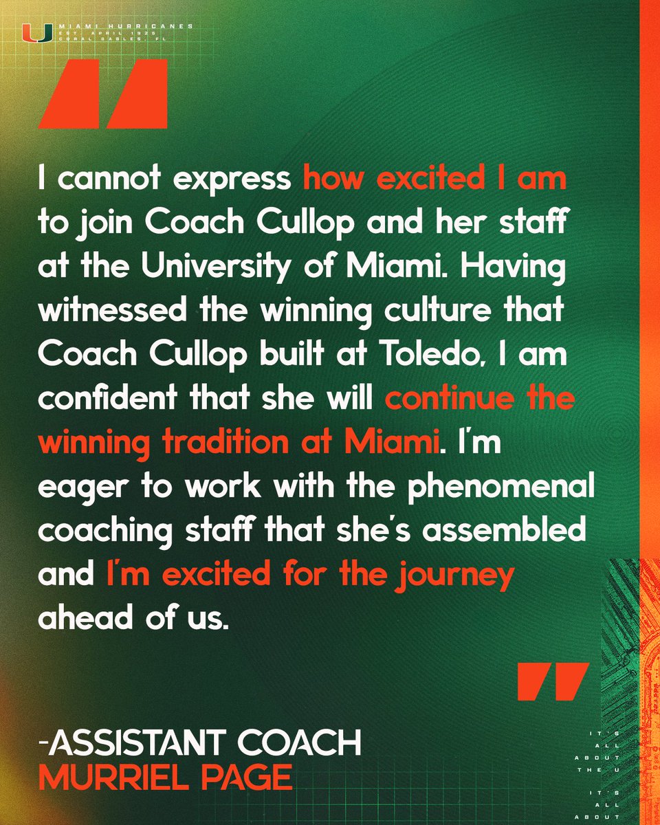 A household name at the collegiate and pro levels - Murriel Page joins the staff as an assistant coach 🙌

📰: canes.news/Page_Article