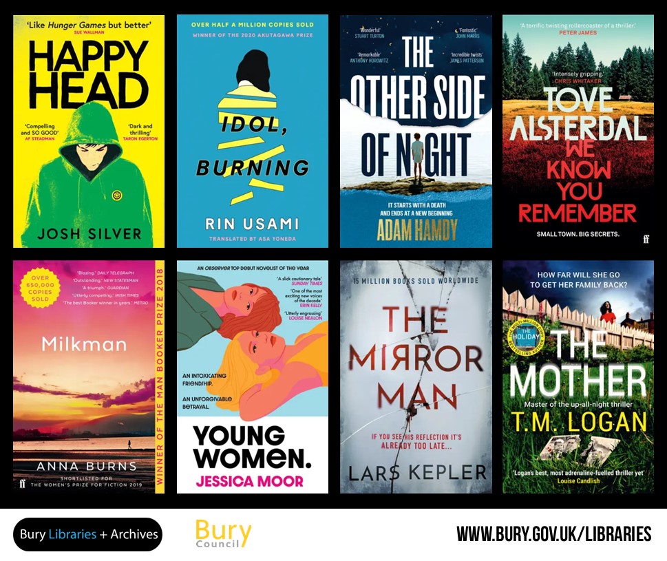 Looking for something good to read for the bank holiday weekend? Then download one of our fabulous Spotlight Titles! These #eBooks and #eAudiobooks are available to borrow instantly on @BorrowBox. Find out more at: bury.gov.uk/spotlights. 📱 🎧 🖥️ #Books #Bury