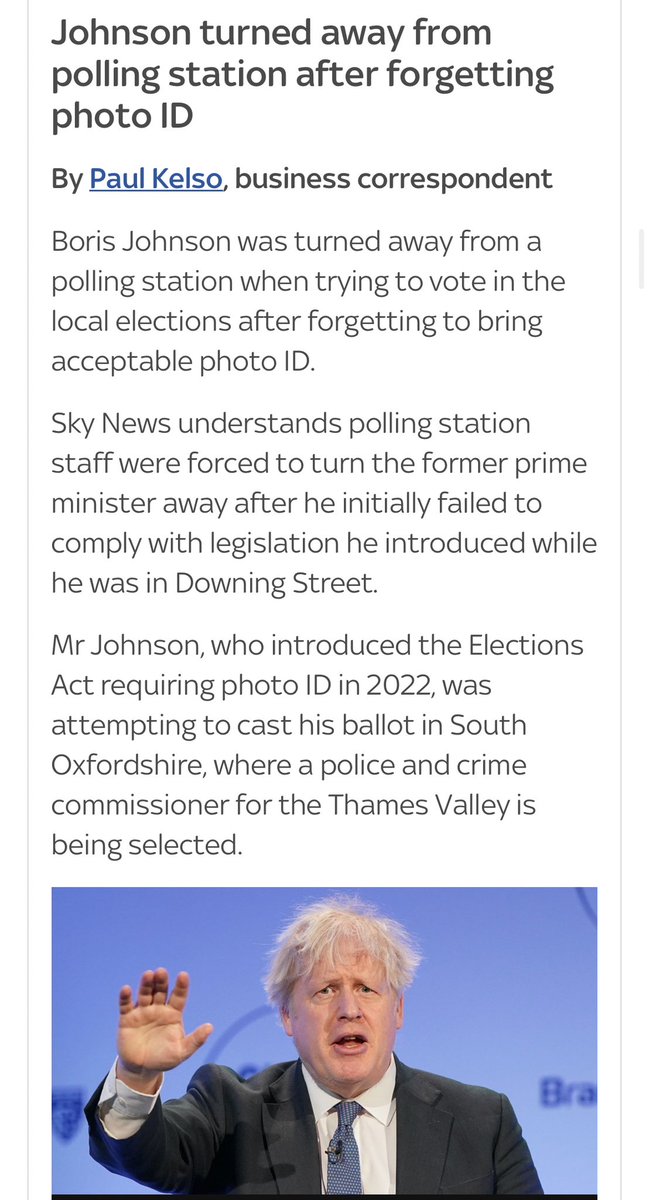 #BorisJohnson FORGOT his ID and turned away from voting 
Fucking hell what a knob
The old throbber probably would have tried to vote for himself anyway

#LocalElections2024 #LondonElections2024
