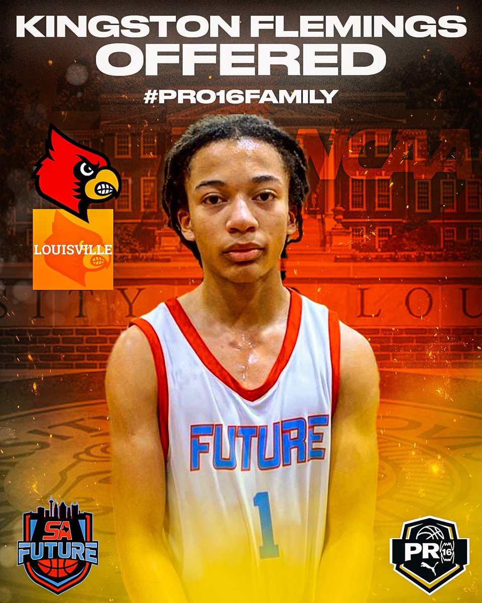 Congratulations to ⭐️⭐️⭐️⭐️ Kingston Flemings on his recent offer to @LouisvilleMBB🔥 #PRO16Family | @PUMAHoops