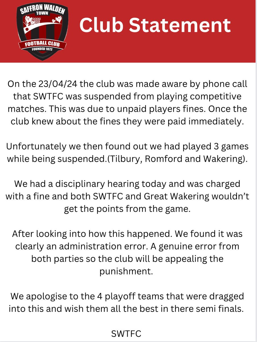 Saffron Walden Town FC (@SWTFootballClub) on Twitter photo 2024-05-02 18:48:54