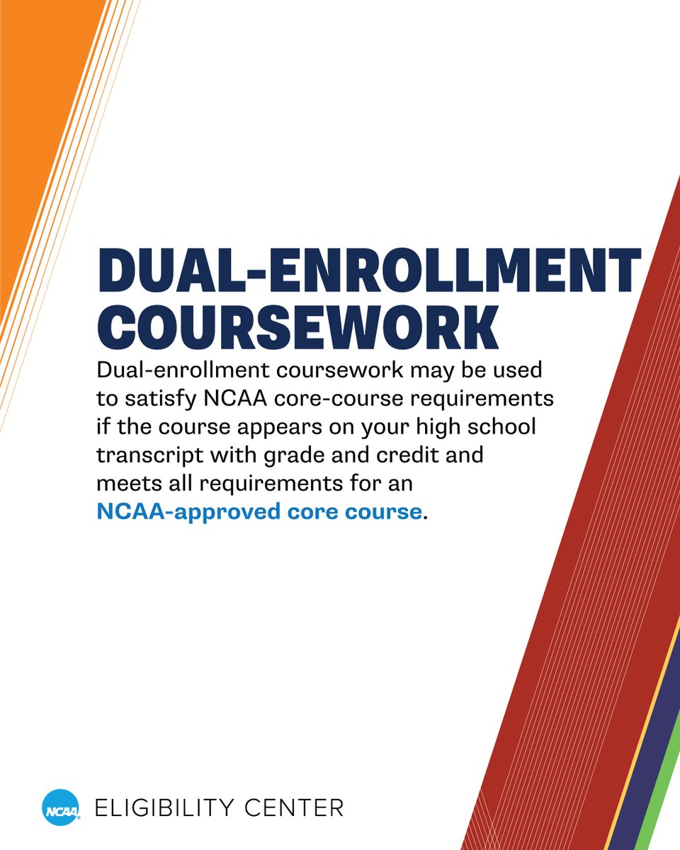DYK? Dual-enrollment coursework may be used to satisfy @NCAA core-course requirements. 🔗 on.ncaa.com/CollegeDual