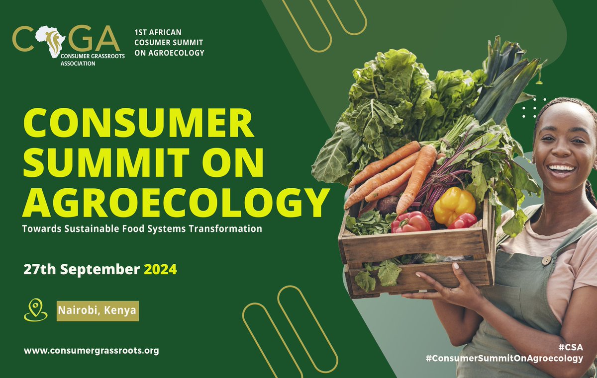 🌱 Join us at the forefront of #sustainable #agriculture. The Consumer Grassroots Association is proud to announce the upcoming #ConsumerSummitOnAgroecology #CSA in 📍 Nairobi. We invite #partners, #collaborators, and #PaperPresentations to contribute to this pivotal event.…
