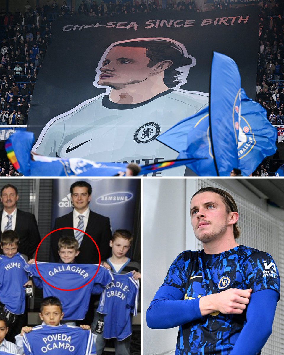 Chelsea fans with a banner for Conor Gallagher at Stamford Bridge tonight 👏🔵