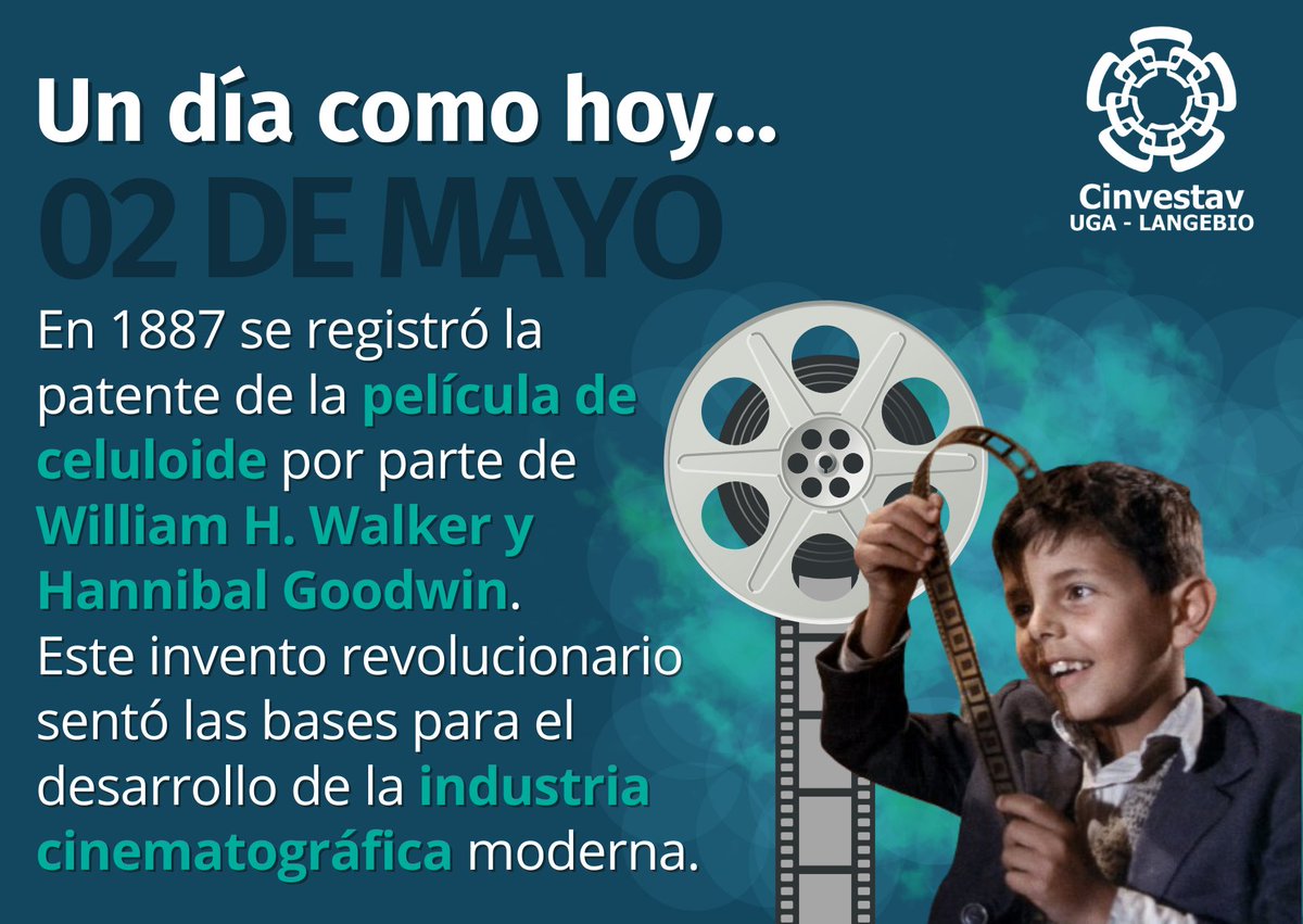 uga_langebio's tweet image. 🔵#UnDiaComoHoy
En 1887 se registró la patente de la #película de #celuloide por parte de William H. Walker y Hannibal Goodwin. Este invento revolucionario sentó las bases para el desarrollo de la industria #cinematográfica moderna.