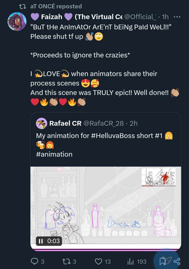 'Spindlehorse animators aren't being paid enough'
'Oh no..anyway' 
Good grief, these people really do care about a cartoon over the wellbeing of others.