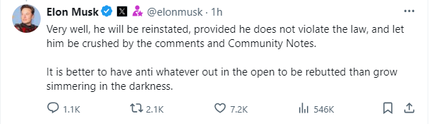 Elon Musk says that he is restoring the X account of the prominent white nationalist and Holocaust denier Nick Fuentes. In 2022, former president Trump hosted Fuentes along with Kanye West at Mar-a-Lago for a dinner Trump described as 'quick and uneventful.'