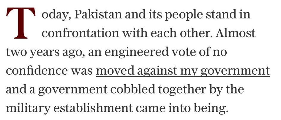 Let's delve into the key points #ImranKhan made in his article published in The Telegraph, which he wrote while incarcerated. Since April 2022, when Imran Khan's govt was ousted through a Regime Change Operation and a new govt comprising a coalition of hoodlums was installed by