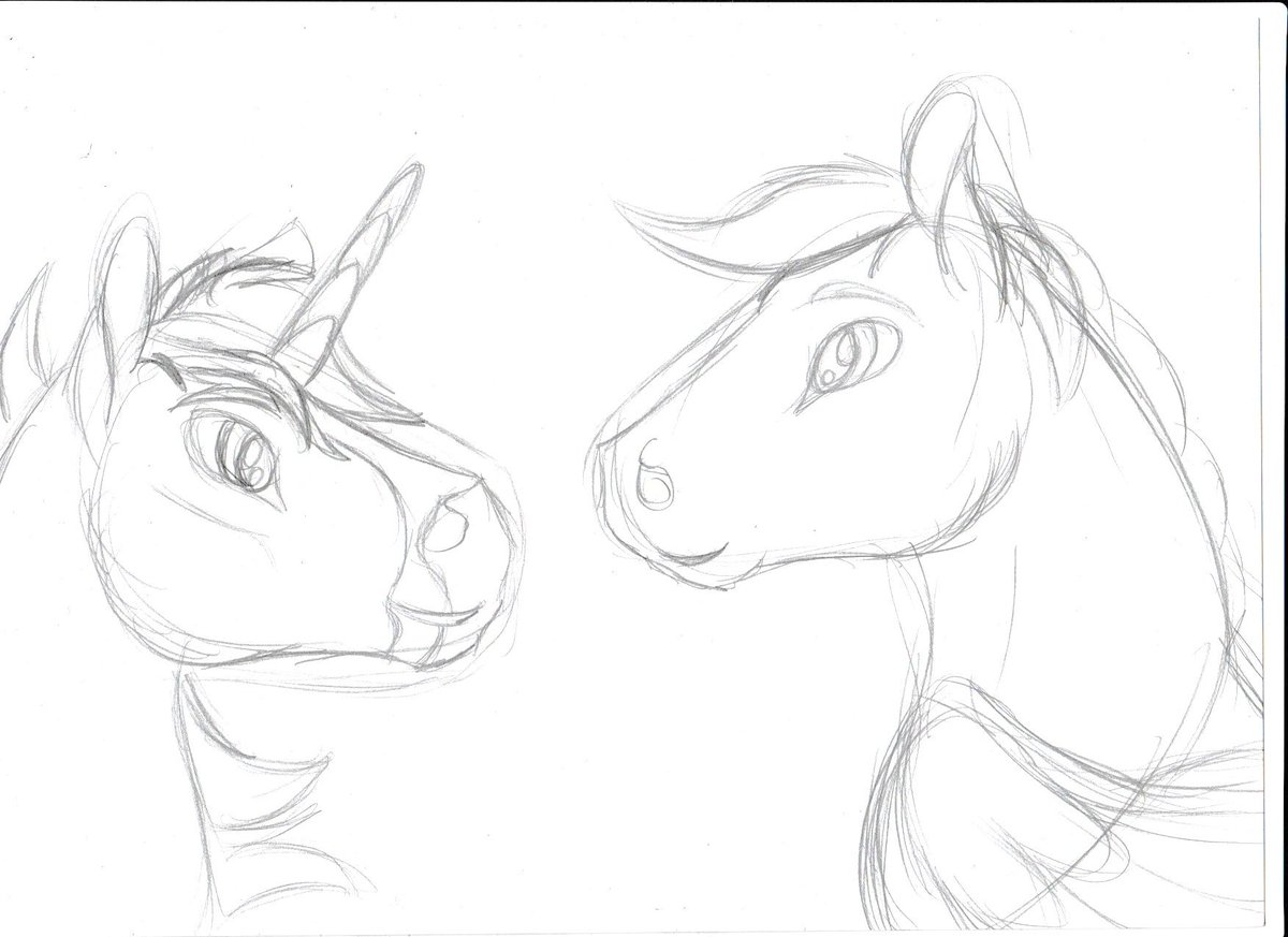a small unicorn and Pegasus sketch.
and yes I'm making or sketching now weekly one character from one of my followers again.
The unicorn belongs to @LochinvarHorn (seriously i like the design of this Unicorn ;)) the Pegasus belongs to me