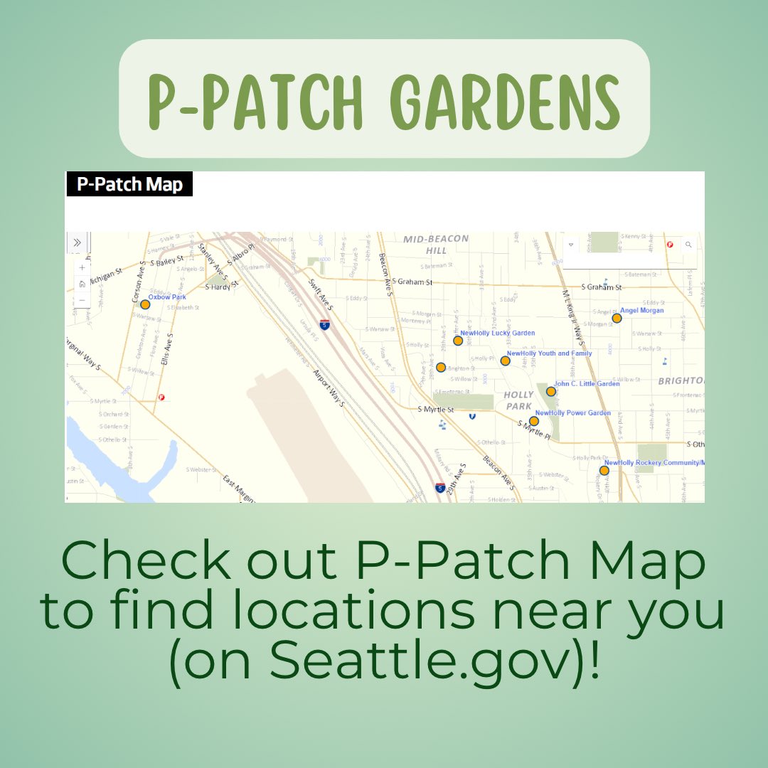 Community gardens have so many benefits! For more information about P-Patch Gardens and how to sign up, please visit seattle.gov/neighborhoods/….

#basicfood #SNAP #MentalHealth #CommunityGardens #Seattle #Gardening

(1/2)