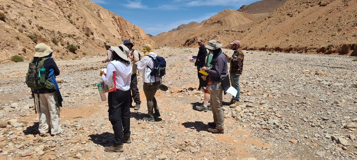 Left the #Sahara behind today to head to the Lower Jurassic @BBKNatSci #Morocco field trip. Dinosaur trackways and dinoturbated rocks in #Dades gorge, folding and a nice unconformity.