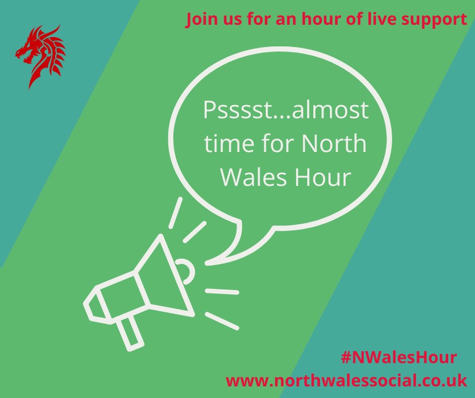 Hey North Wales..

Join us for tonight’s #NWalesHour 8-9pm, just add the hashtag and say Hi to all our #NorthWalesSocial followers 😊