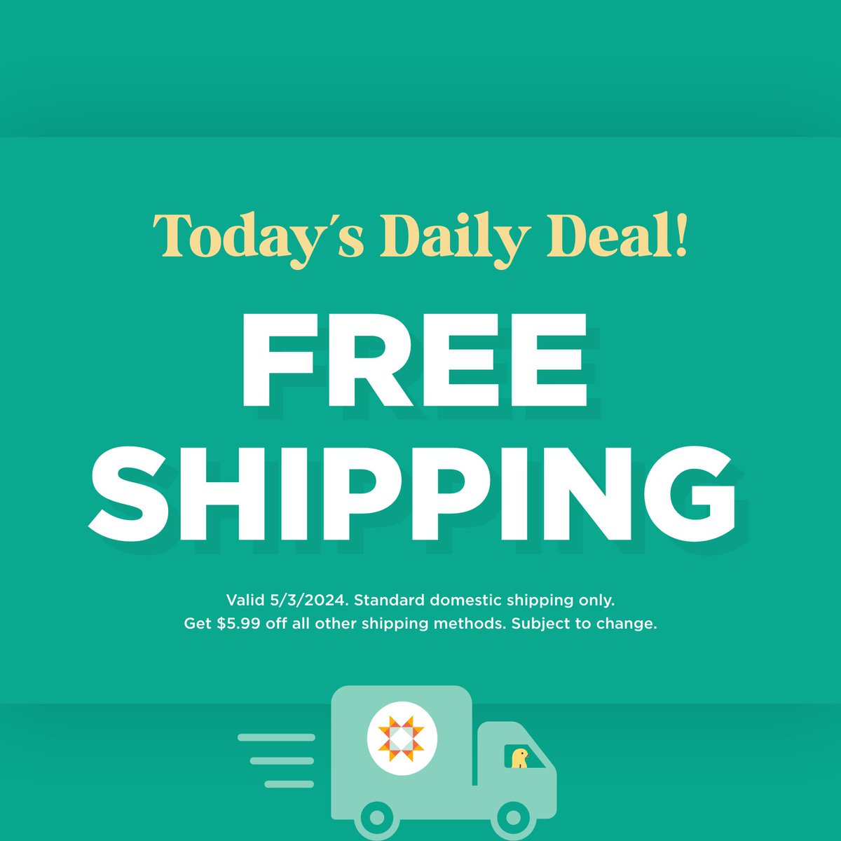 Today, get your orders shipped for FREE with today’s Daily Deal – Free Shipping! That’s right, shop til you drop and forget about the shipping cost. Today, it’s on us! Shop now: bit.ly/4aba6Fy (Valid 05/03/24. Restrictions apply.)