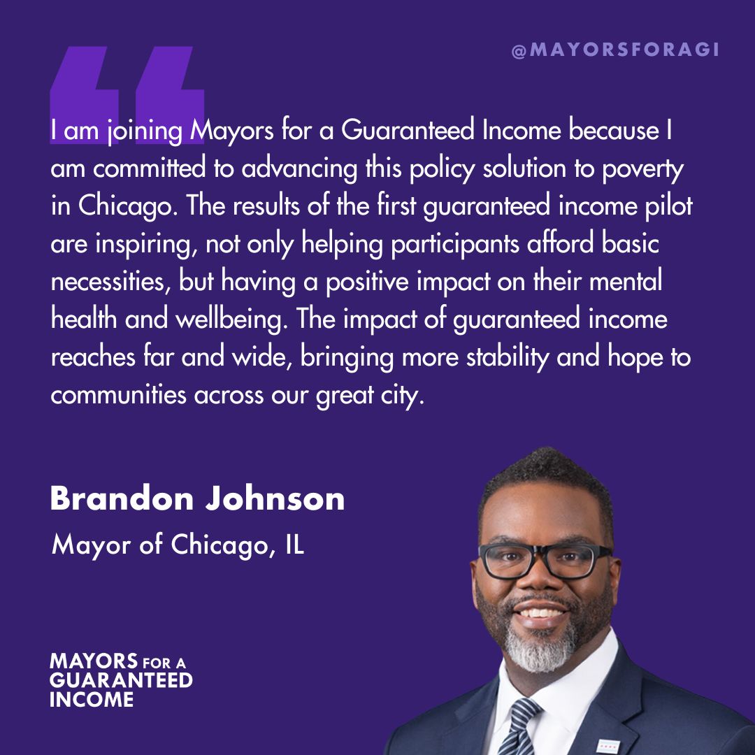 Today, I join Mayors for a Guaranteed Income in advocating to ensure that all Americans have an income floor. Guaranteed income is an essential tool for directly serving the people, and we are proud to stand among national leaders. Learn more at chicago.gov/cashpilot.
