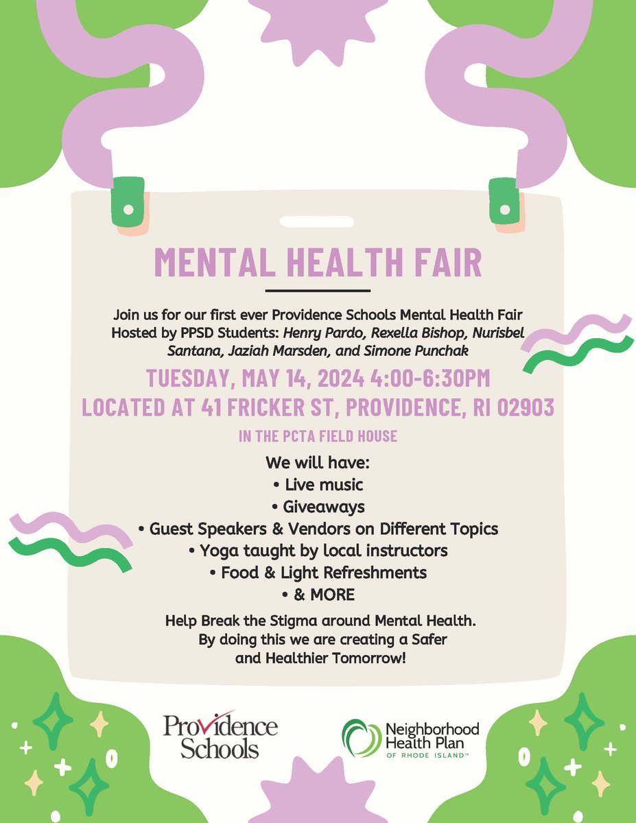 May is #MentalHealthAwarenessMonth, an important topic to educate ourselves on. To help spread awareness, join us at PCTA on May 14th from 4PM-6:30PM for the Mental Health Fair put on by PPSD students. Live music, giveaways, guest speakers, vendors, &amp; more. Hope to see you there!