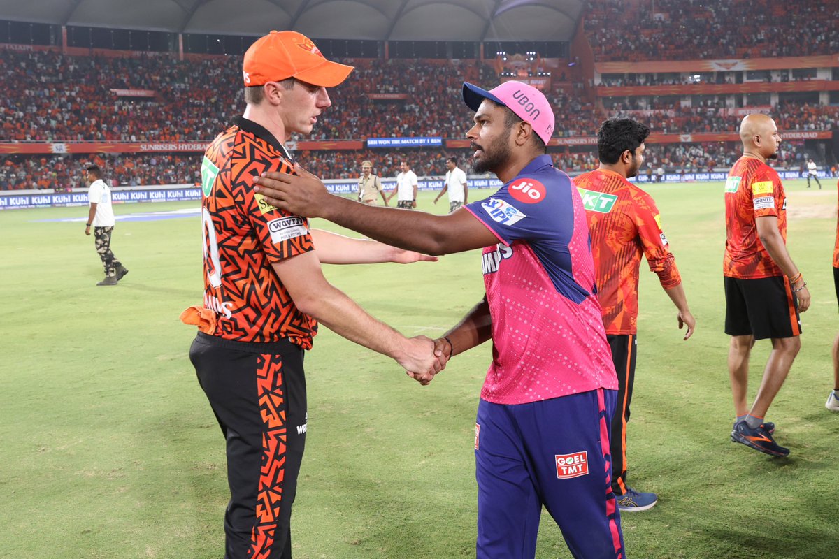 🤝 to sign off a competitive game 🧡🩷

#TATAIPL | #SRHvRR