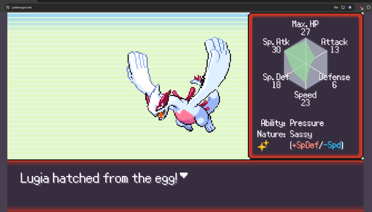 pokerogue is addictive, also got this shiny birb