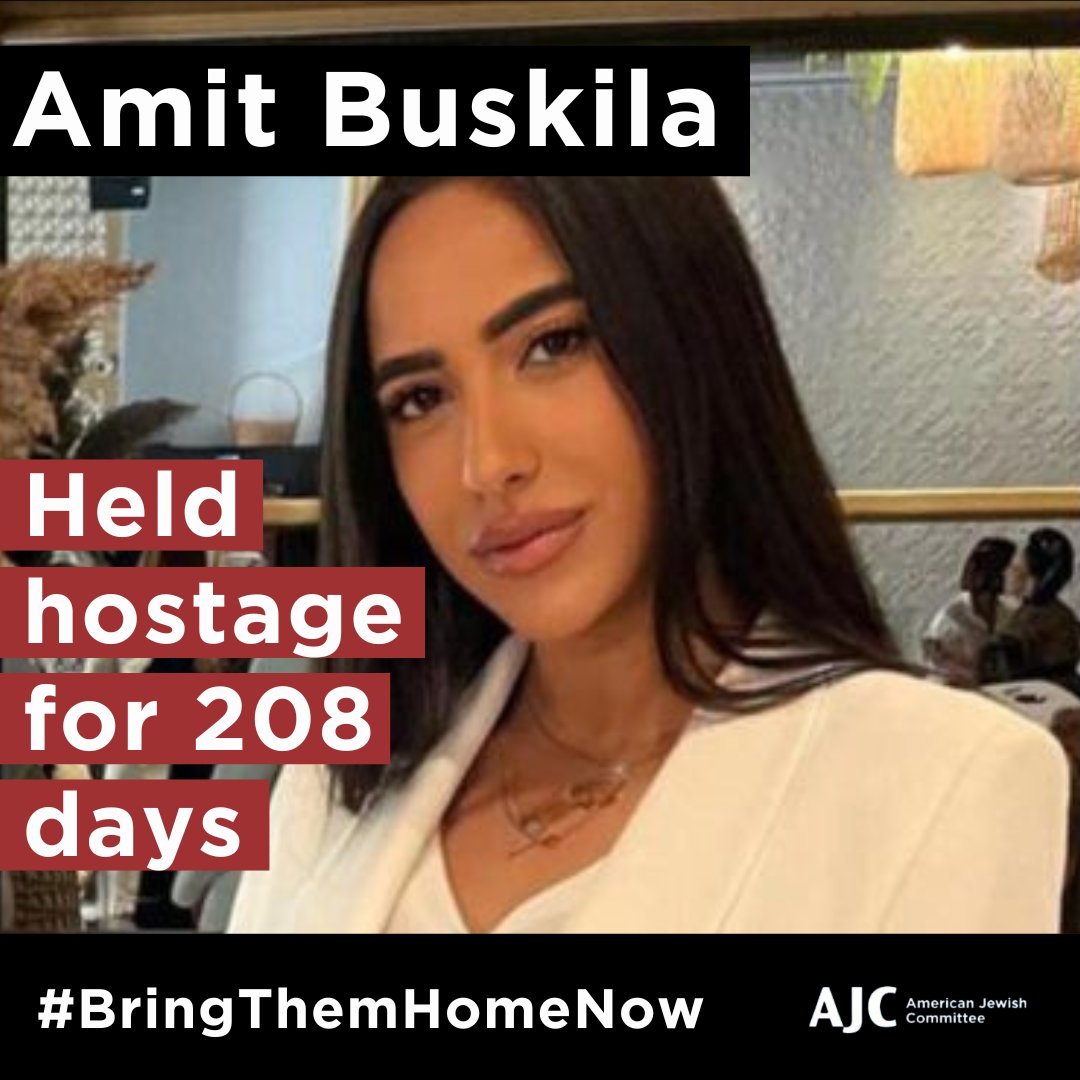 Amit Buskila, a fashion stylist, was kidnapped by Hamas on 10/7. The last words she told her uncle Shimon over the phone before being taken by the terrorists were, “I love you.” We must bring Amit and all remaining hostages home. 👉 AJC.org/BringThemHome