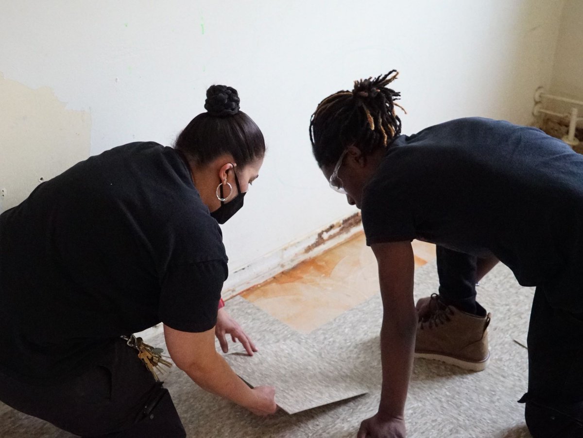 HACP1's tweet image. HACP, partnering with @PPSnews, launched a Carpentry Co-Op Program for @Pittsburgh area high schoolers in March.

Misty Clark, Senior Project Manager in HACP’s Central Facilities Management, is currently teaching two students hands-on skills to apply on the job.

Caleb Bush and…