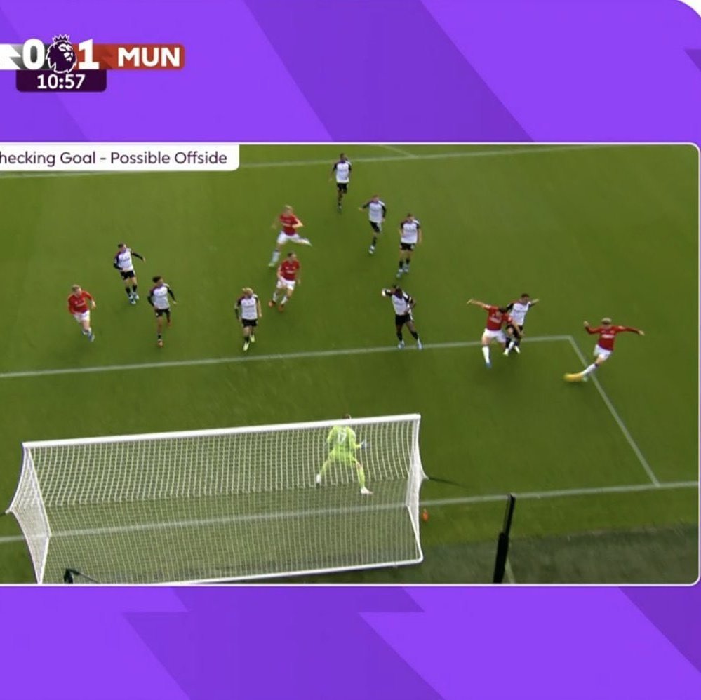 Remember when this Mctominay goal vs Fulham was ruled out citing 'subjective offside' by Maguire in the set piece routine, when Garnacho was the one who acrually touched the ball from the set-piece and crossed it to Mctominay for a tap-in.