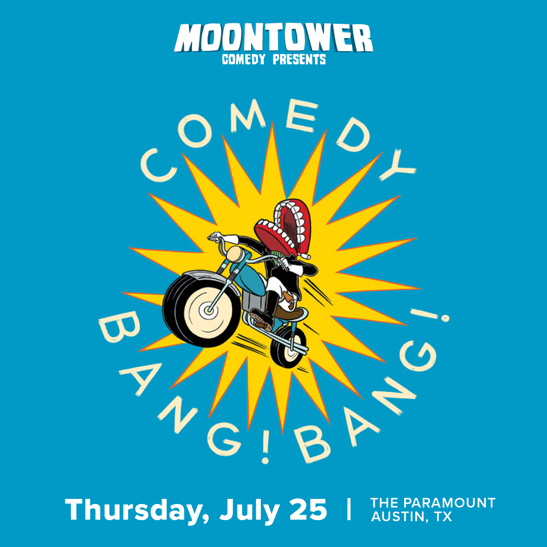 Back with a BANG 🏍️💥 @ComedyBangBang starring @ScottAukerman and special guest @PFTompkins LIVE at @ParamountAustin 7/25! Join the all-stars as they perform a totally improvised version of the award-winning podcast. 🎫 bit.ly/44rGPoP 📸: @rachelparkerpix