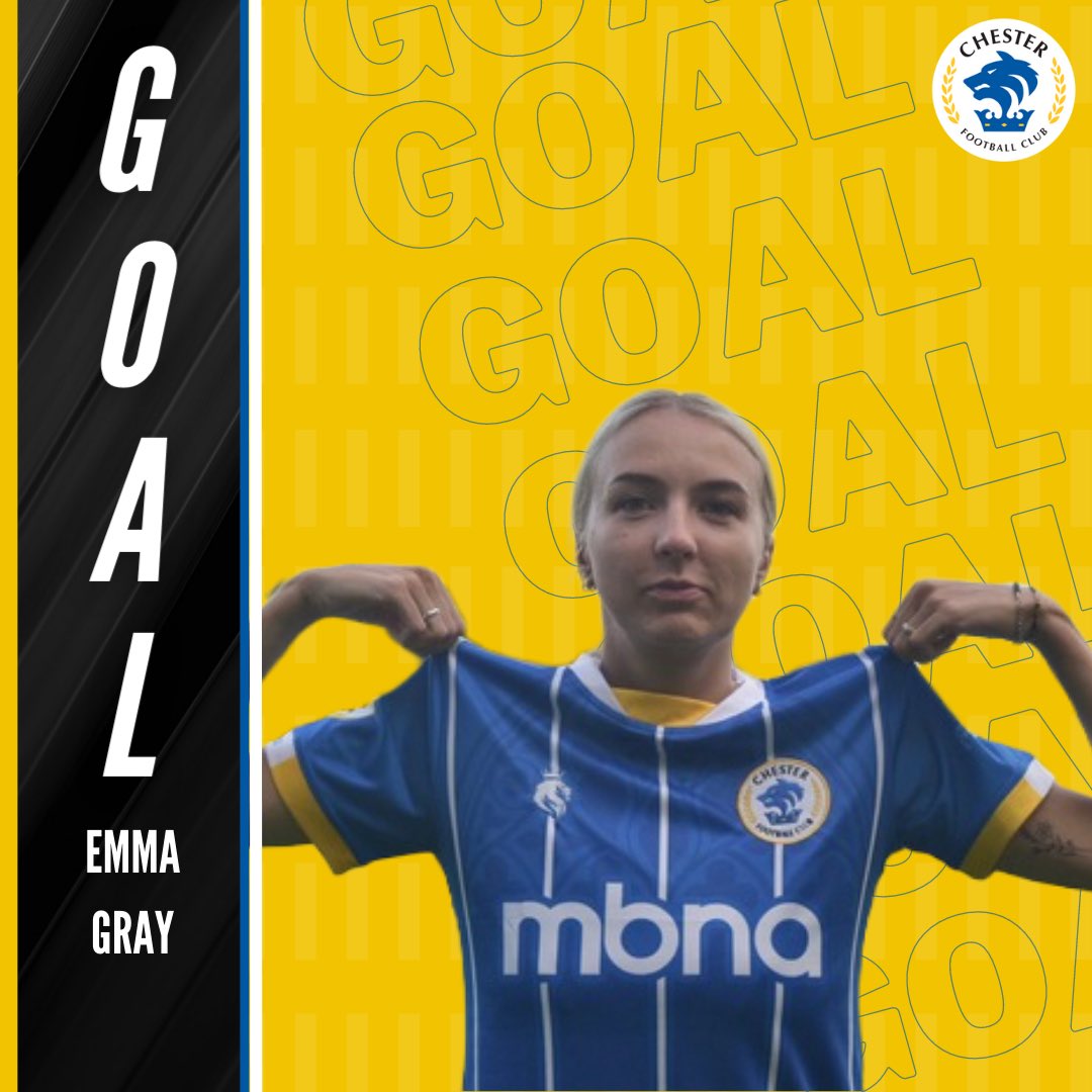 𝟳𝟮 | 𝗚𝗢𝗢𝗢𝗢𝗔𝗔𝗔𝗔𝗟𝗟𝗟𝗟!!! Emma Gray gets on the end of a Rach Lloyd delivery to head home her second of the clash. 🟢 1-3 🔵 #NTWCHS | #ChesterFC | #OurClub 🔵⚪️