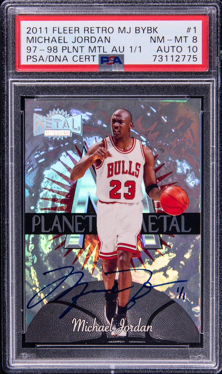 🤩🤩🤩 This Michael Jordan 2011-12 Fleer Retro Buybacks '97-98 Planet Metal Autograph #1 Signed Card (#1/1) is available in our historic #Goldin100 Auction. Bid here: bit.ly/4dlbk3O