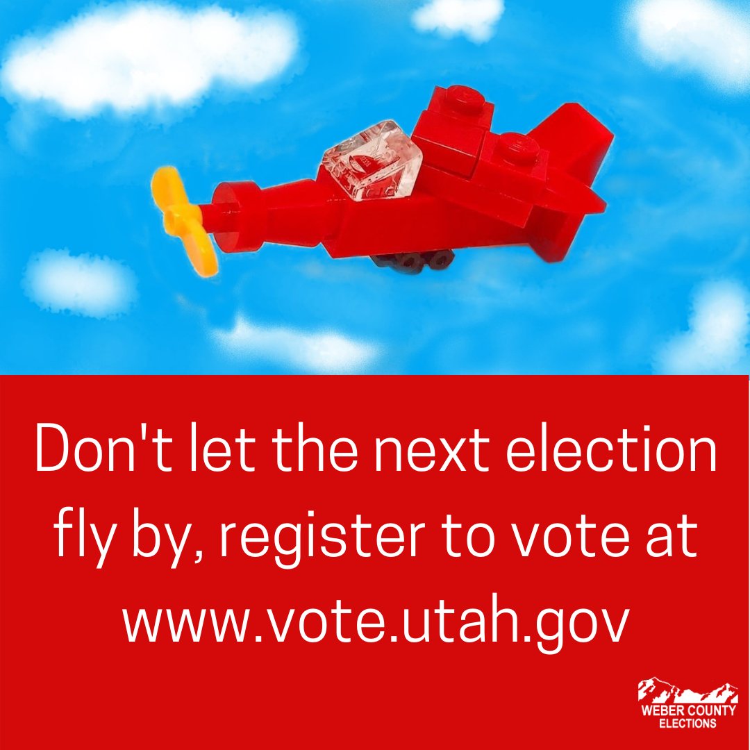 Don't let the next election fly by. 
Register to vote at vote.utah.gov 

#LEGO #LEGOMEMES #registertovote #utahvotesbymail #votebymail #weberelections #voterregistration #LEGOART  #utahelections #electionutah #utah #webercounty