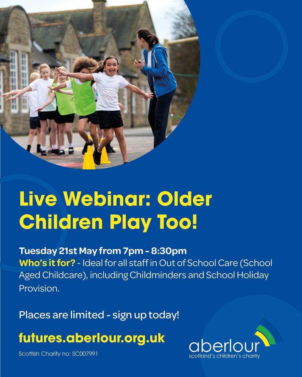 Discover the importance of play for older children with Aberlour Futures’ “Older Children Play Too” online training. Learn how to support their development and create engaging play spaces. Register now: buff.ly/49EuDT1