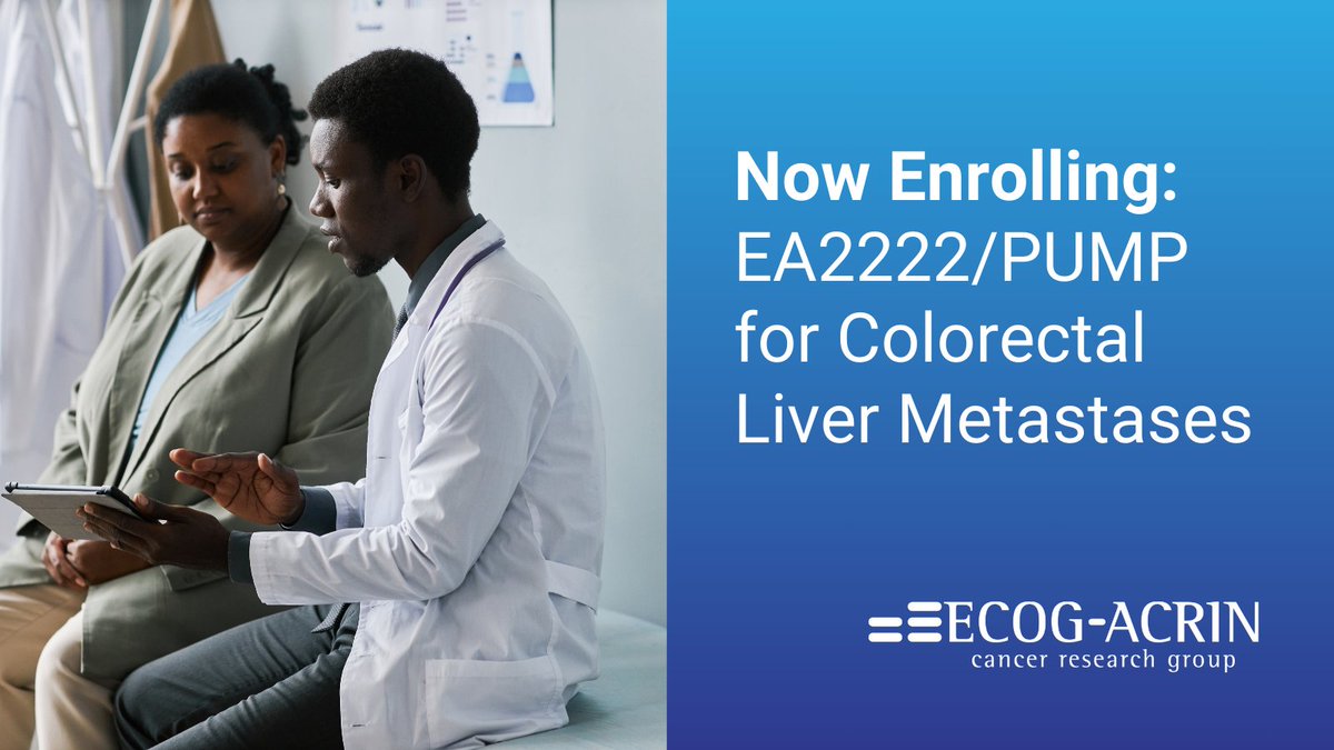 #ClinicalTrial EA2222/PUMP, led by @michael_lidsky, is a randomized phase 3  study of #SystemicTherapy with or without hepatic arterial infusion for unresectable #Colorectal liver metastases. More here: bit.ly/ea2222-pump cc: @MichaelDAngeli2, @skmaithel, @AndreaCercek