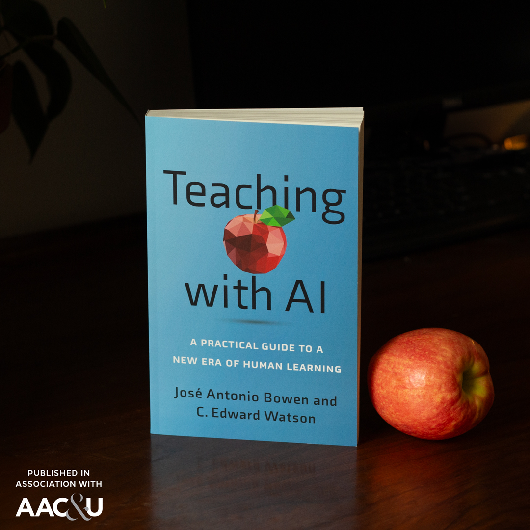 Artificial Intelligence is revolutionizing the way we learn, work, and think - 'Teaching with AI' by @josebowen and @eddiewatson offers practical suggestions for integrating AI into teaching and learning environments. Published in association with @aacu. press.jhu.edu/books/title/53…