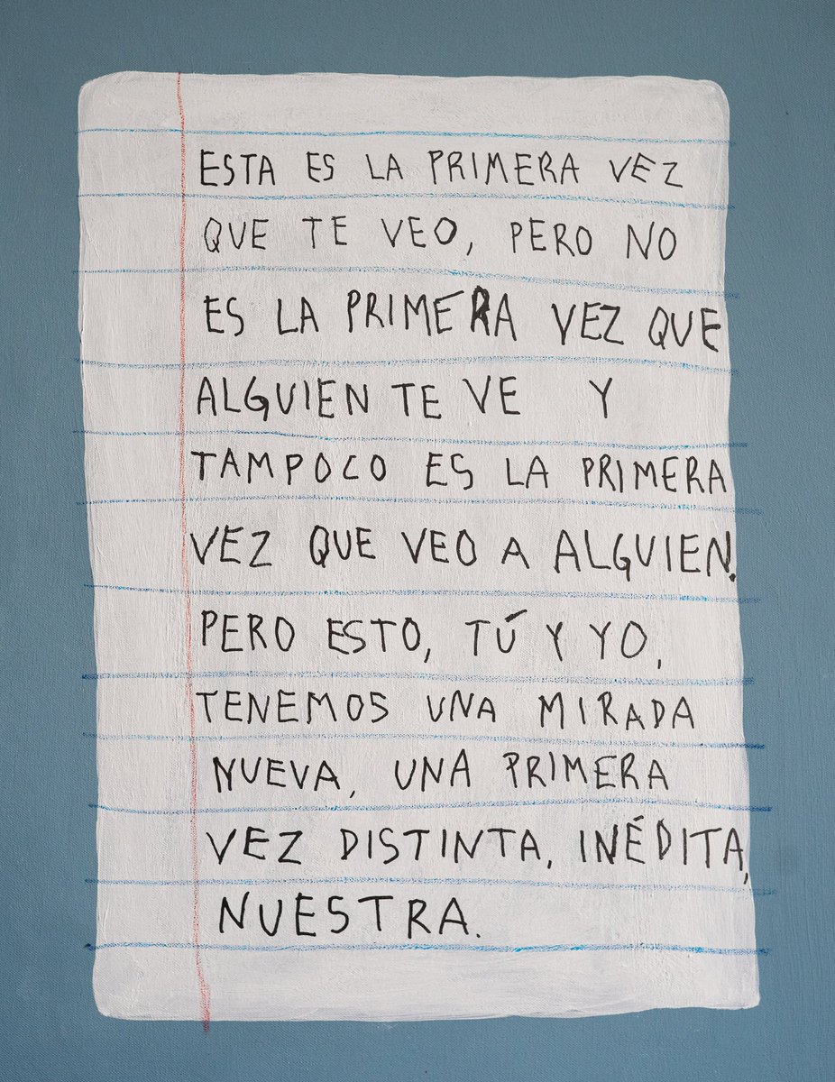 Fig. 1: “La primera vez que te veo.” (Acrílico y crayón sobre tela) 

Este es para Valentina.