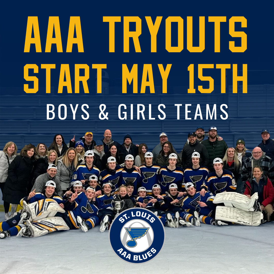 Gear up for an action-packed 2024-2025 season! 🏒 Our tryouts kick off on May 15th at the Centene Community Ice Center, offering opportunities for boys and girls across various age groups. #stlaaablues #youthhockey #aaahockey #stl #stlouis #stlhockey