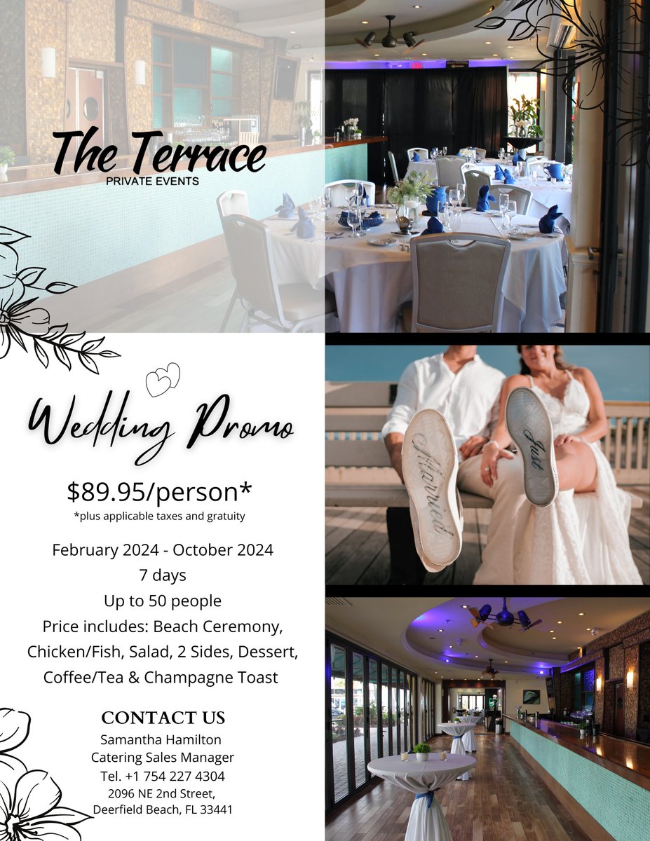 Looking for a wedding venue? The Terrace is our newest addition to our banquets. Book your wedding with us, mention Wedding Promo at the time of booking. 💍🌴

#wedding #weddingceremony #weddingreception  #summerwedding #destinationwedding #deerfieldbeach #florida #wyndham