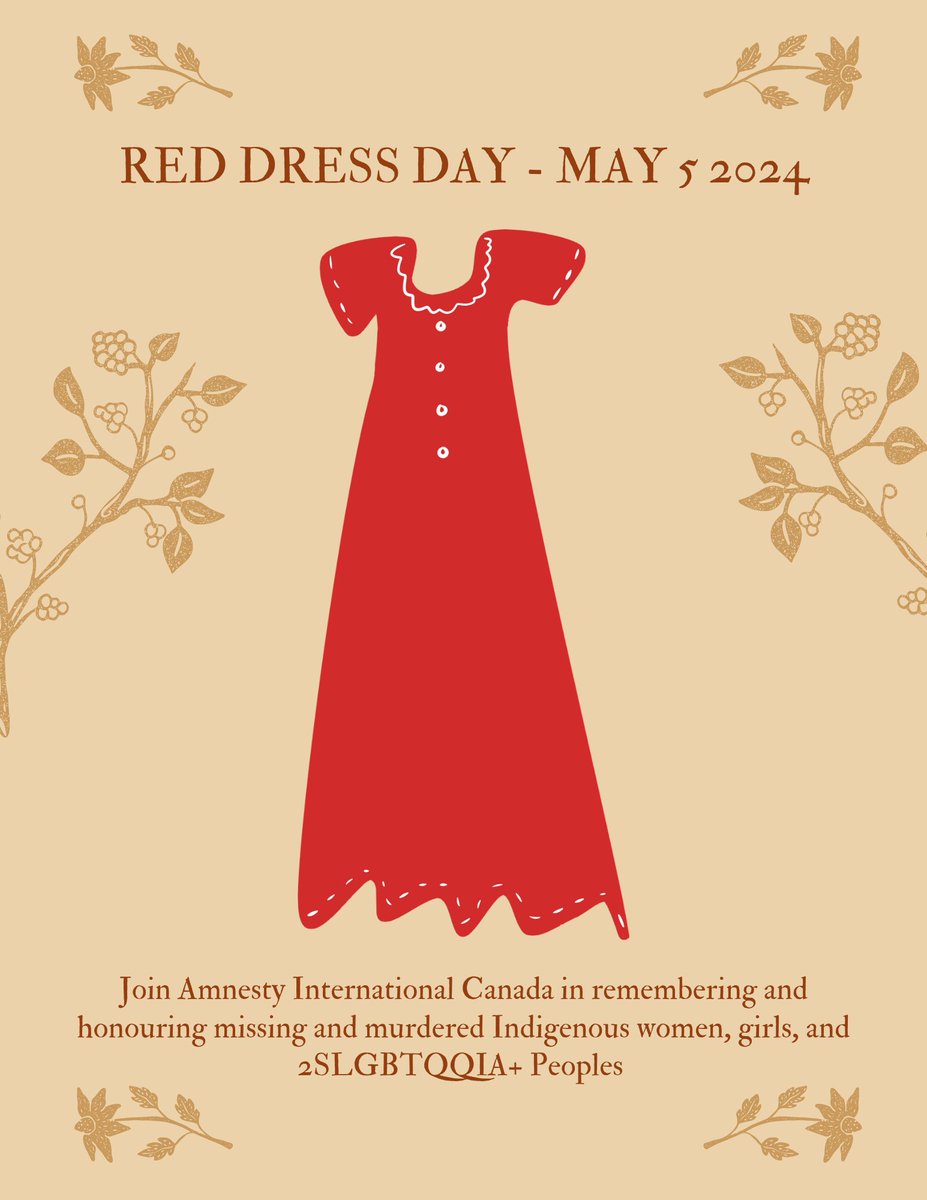 Today on Red Dress Day, we remember and honour the Indigenous women, girls, and 2SLGBTQQIA+ people who have gone missing or been murdered in Canada. Please join us by wearing red to express solidarity with the victims, survivors and families.
#MMIWR #NoMoreStolenSisters