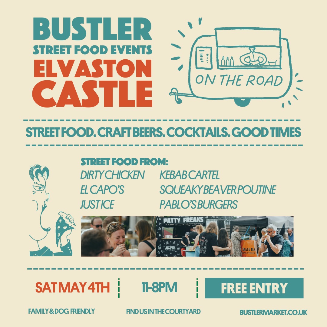 🍔🏰 Foodies unite, @bustlermarket on the Road is bringing its mouthwatering eats to the stunning Elvaston Castle!
📅 4 May
Indulge in a culinary adventure amidst breathtaking scenery. There's something to satisfy every craving⬇️
ow.ly/115s50RqvQl
#DerbyUK #BustlerOnTheRoad