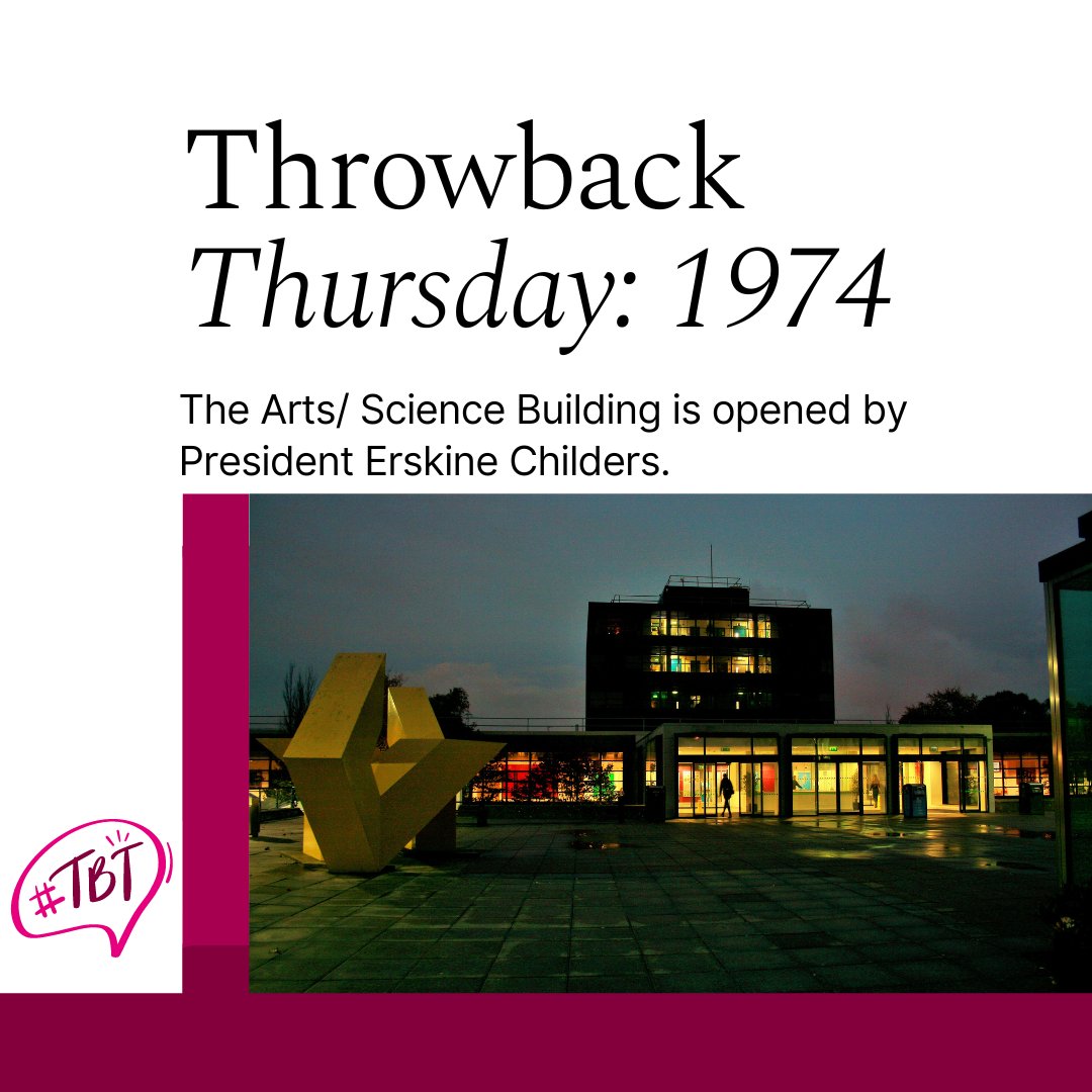 Throw 🔙 to 1974 when President Erskine Childers officially opened the newly built Arts/ Science Building which is home to some of the largest lecture theatres on campus. #UniversityofGalway #Galway #ThrowbackThursday #History #Arts #Science