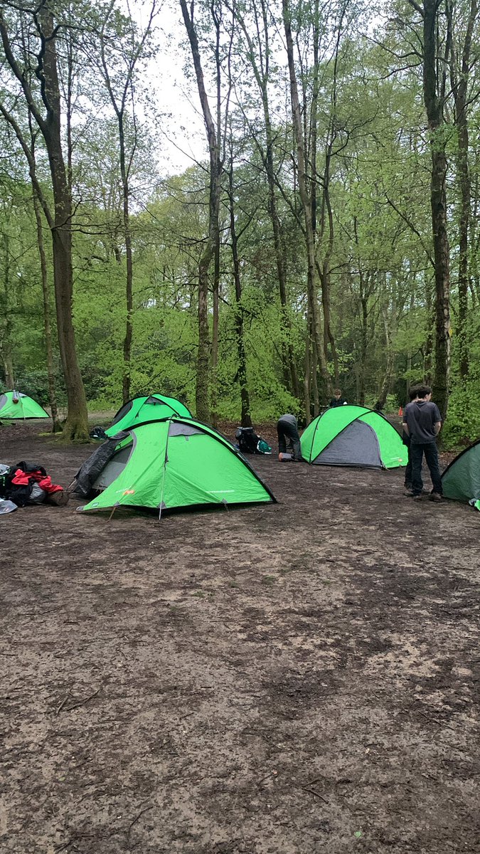 Grammar DofE Bronze expedition 2024. After a long day navigating the Surrey hills, tents are up and the smell of food is in the air.