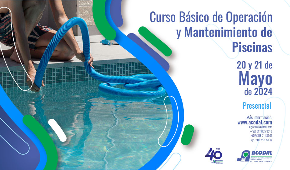 ¡Sumérgete en el conocimiento y conviértete en un experto en el cuidado de piscinas! 🏊‍♂️🔧  No te pierdas el Curso básico de operación y mantenimiento de ACODAL Seccional Noroccidente. 💦📘  Más información: i.mtr.cool/ivuymttldn #CursoPiscinas #InscripcionesAbiertas