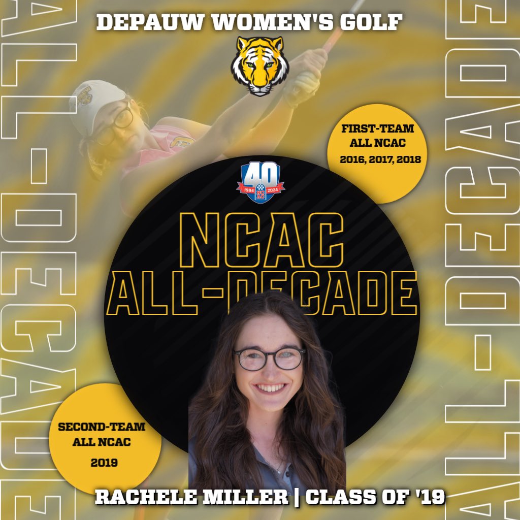 The @NCAC announced the 40th Anniversary Women's Golf All-Decade team yesterday! Congratulations to @DePauwGolfW alumnae Paige Gooch, Larisa Luloff, and Rachele Miller! #TeamDePauw #d3golf #GoldWithin